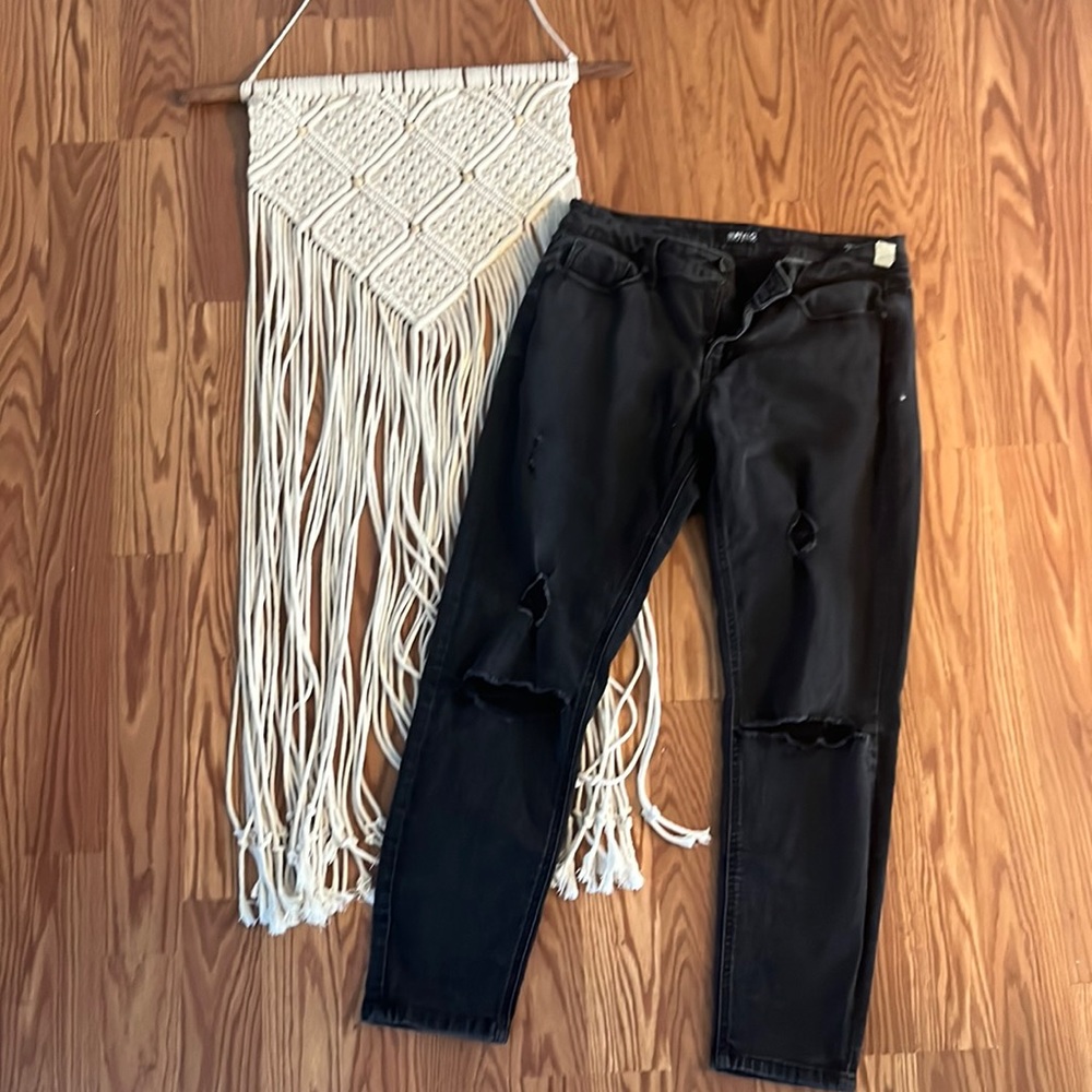 Buffalo black jeans with holes at the knees